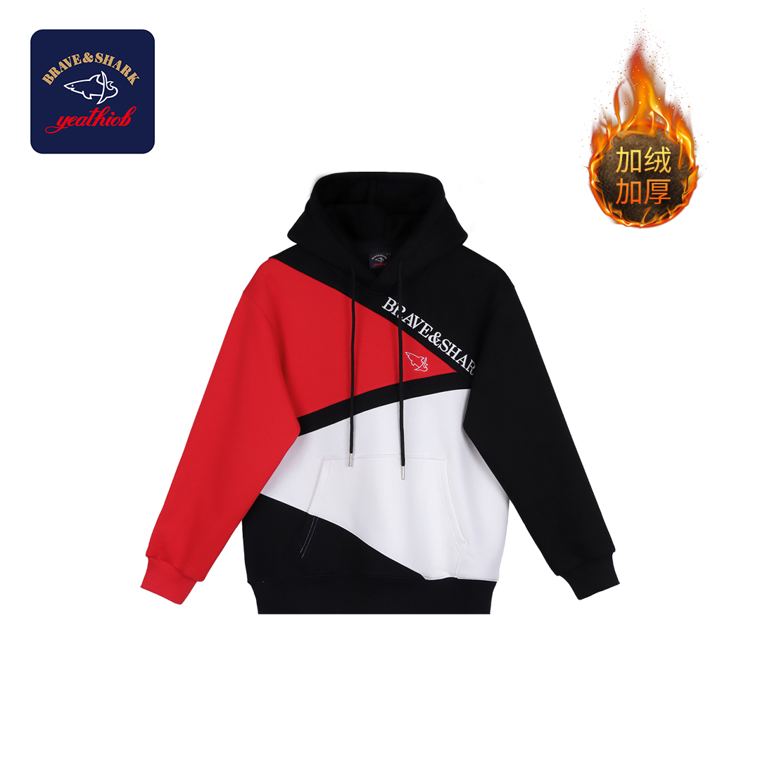 意大利BRAVE&SHARK【高奢订购】秋冬宽松加绒连帽卫衣男女同款Y793
