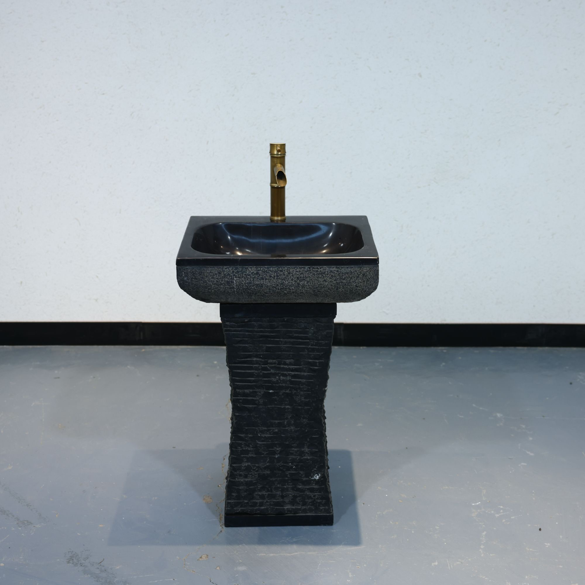 户外仿古洗手盆别墅室外庭院石头洗手池分体盆立柱落地式洗脸台盆