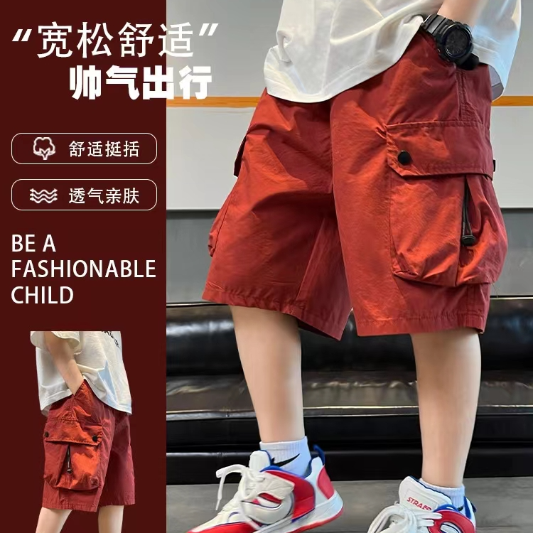【纯棉】男童工装短裤夏季薄款儿童过膝五分裤男孩炸街中大童中裤  