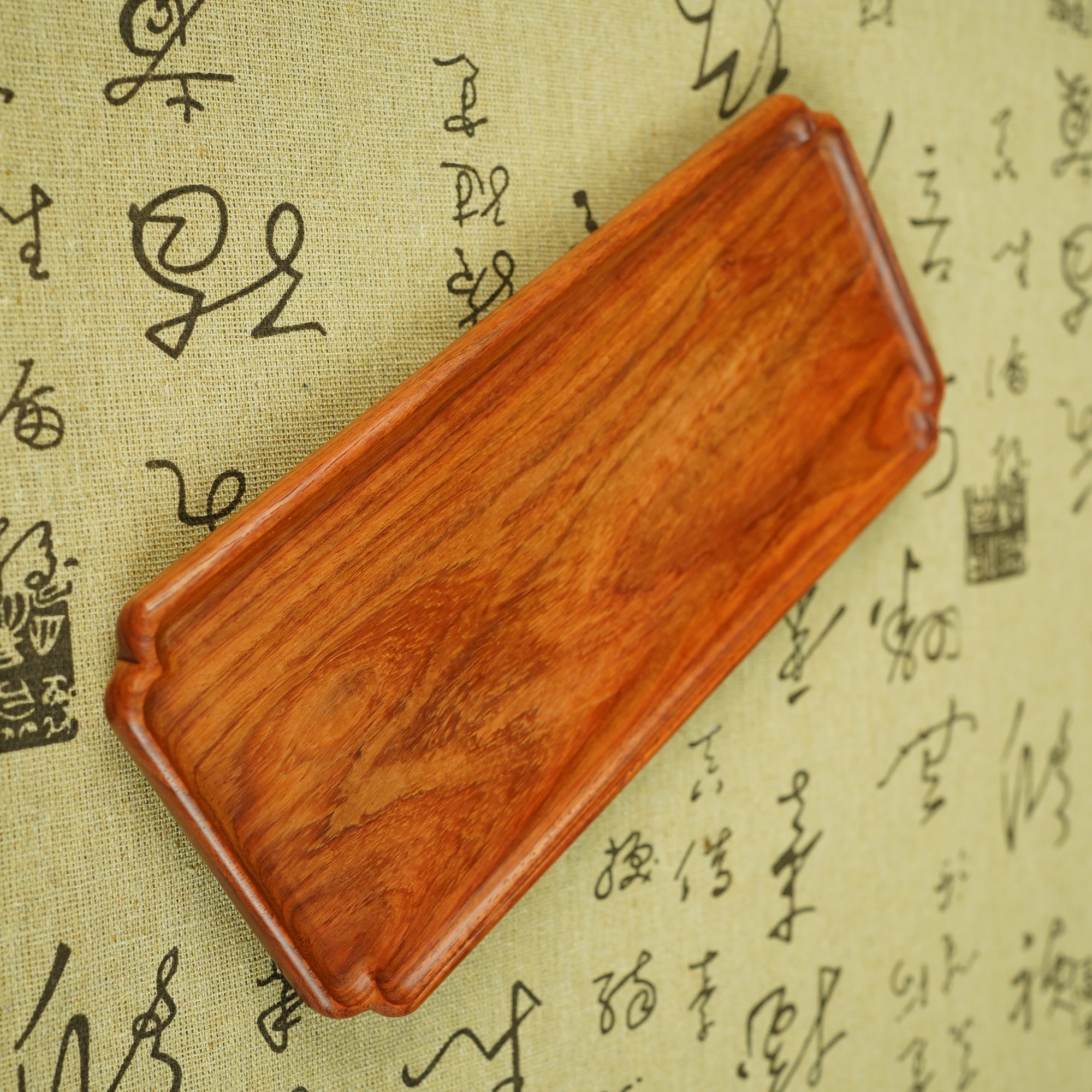 缅甸花梨木茶盘壶承 一木整挖高工打磨5000目精品制作尺寸24*11*2