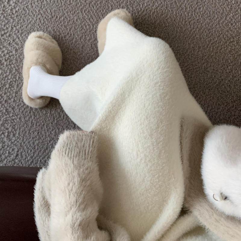 奶白色毛针织直筒半身裙女2024年秋冬新款中长款包臀显瘦一步裙子