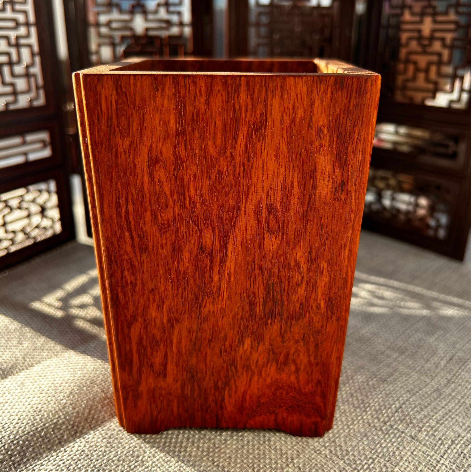 大果紫檀四方笔筒（内圆角）书房木制复古中式