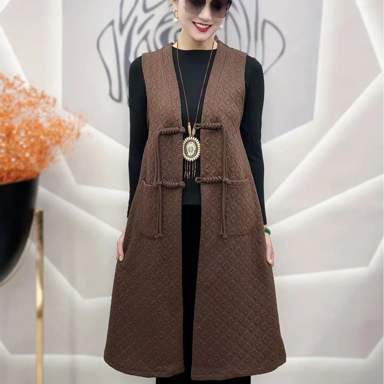 3900新款步摇盘扣如意花马甲