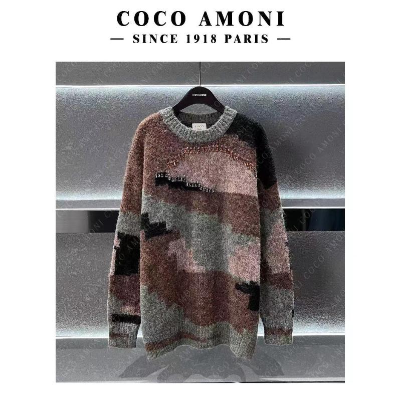 MINA(20)秋冬新款 高定白云水墨画时尚a5轻奢毛针织毛衣 HZ061