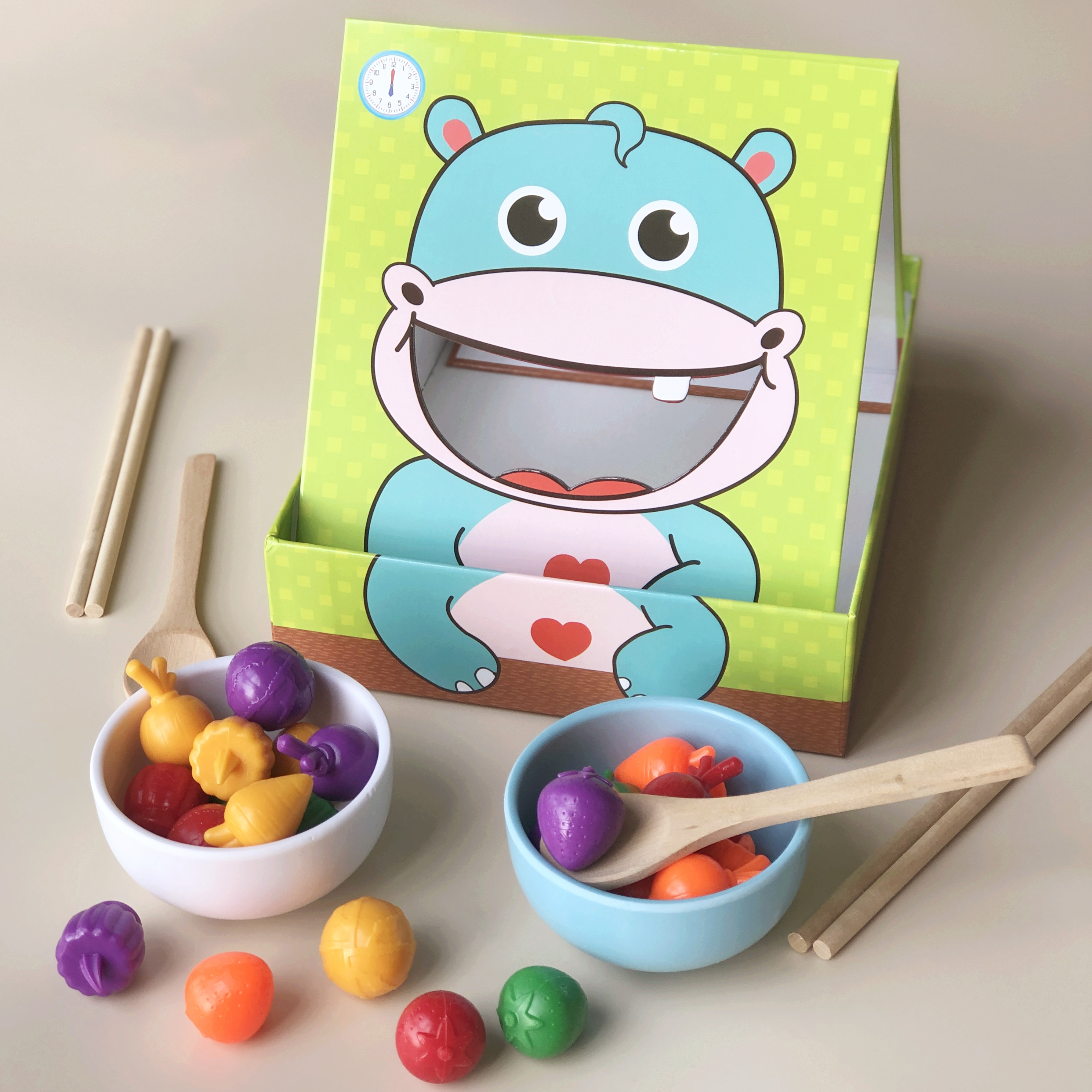 婴幼儿蒙氏早教力玩具123岁宝宝筷子勺使用训练喂食桌面游戏