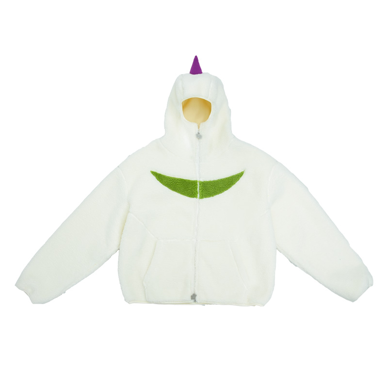 CANOTWAIT联名VANDYTHEPINK食蝇仔羊羔绒拉链连帽情侣潮流卫衣