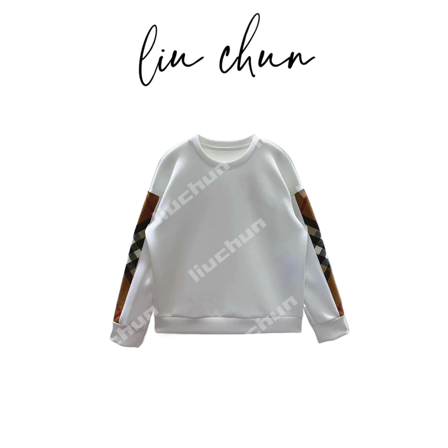 《CHUN》刺绣格纹拼接卫衣