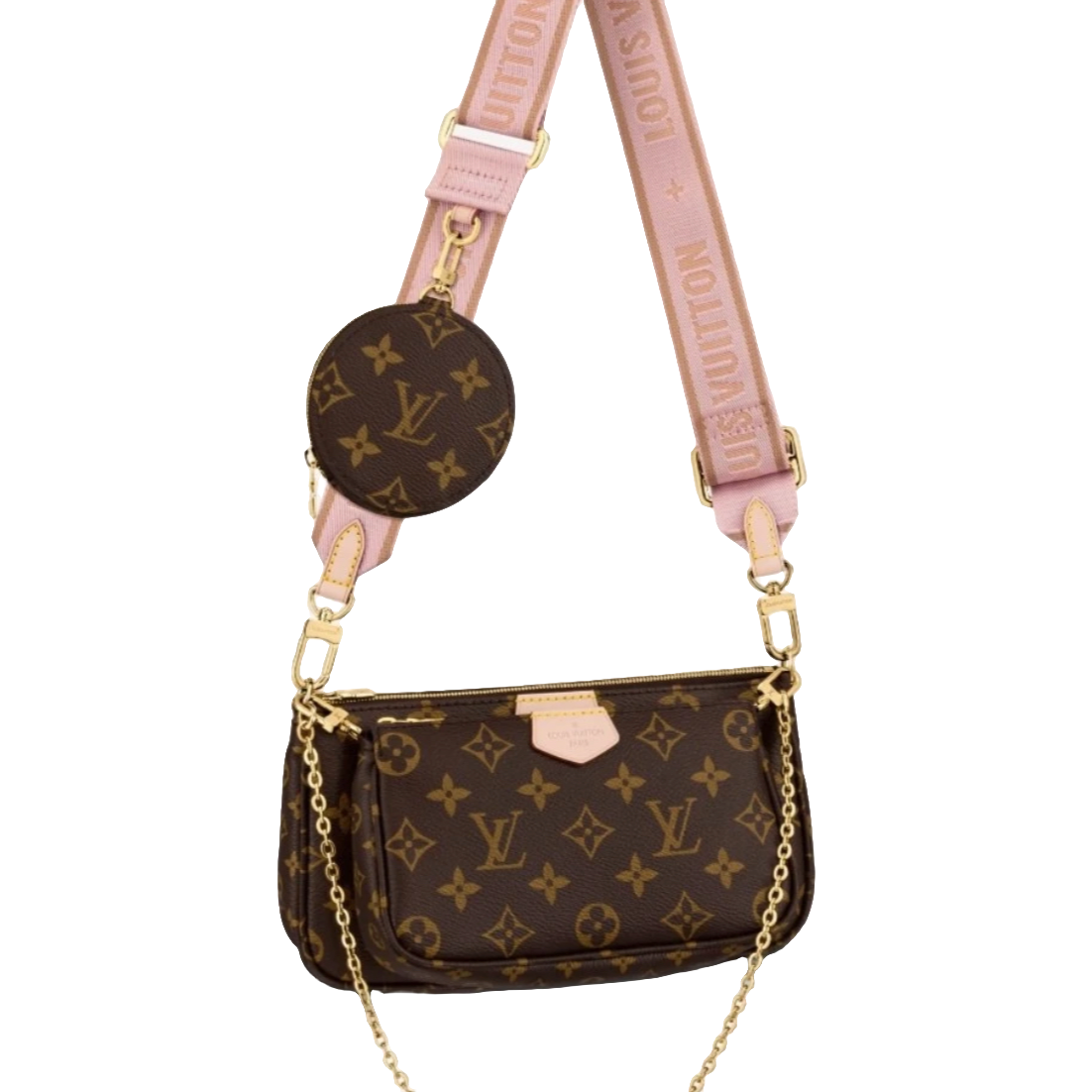 99新 LouisVuitton/路易威登 五合一粉色肩带单肩斜挎包（包包）