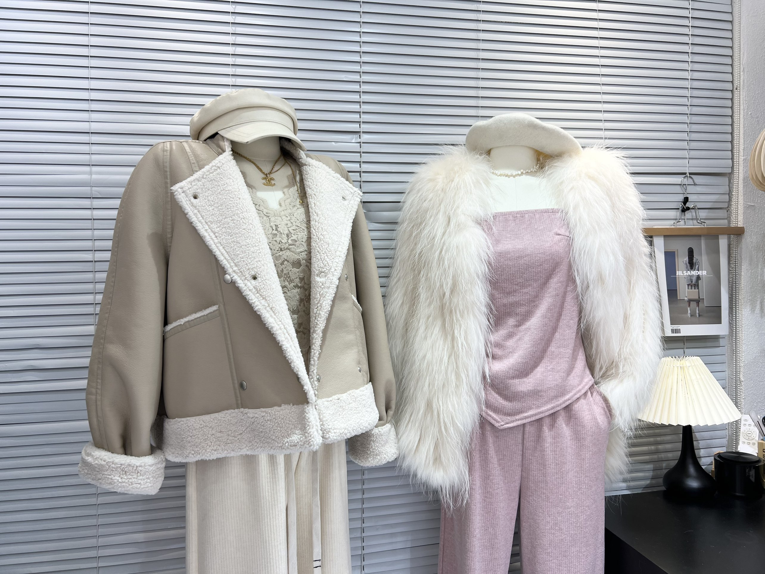 欧韩馆 杏色皮毛一体外套