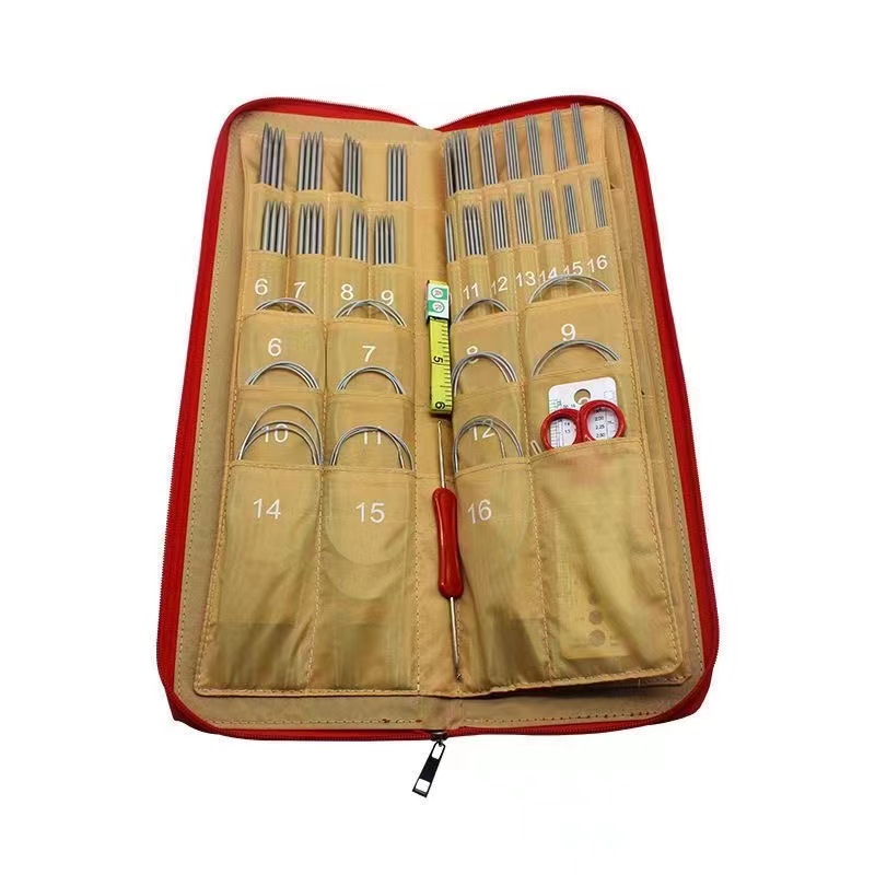 精品不锈钢针55副针全套长针短针环形针防滑手工编织DIY毛衣便携