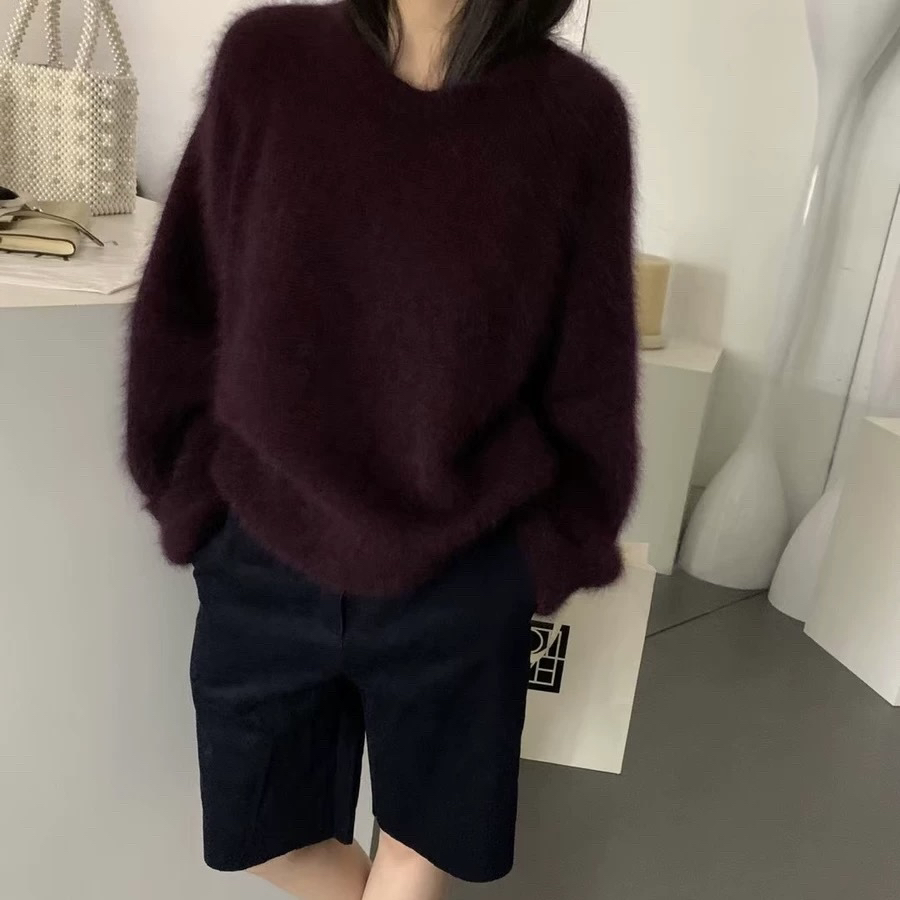 【茉莉绒品】红人上新2025秋冬新款高品圆领浣熊猛犸绒套头针织毛衣