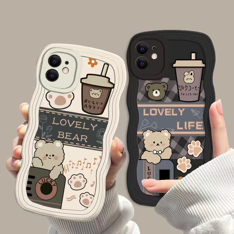 咖啡小熊iPhone15/14promax手机壳华为/小米14/vivo/oppo波浪壳