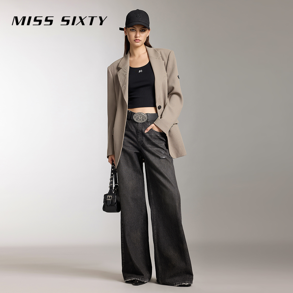 【贤哥专属】【杨幂同款】Miss Sixty牛仔裤女复古宽松阔腿长裤百搭休