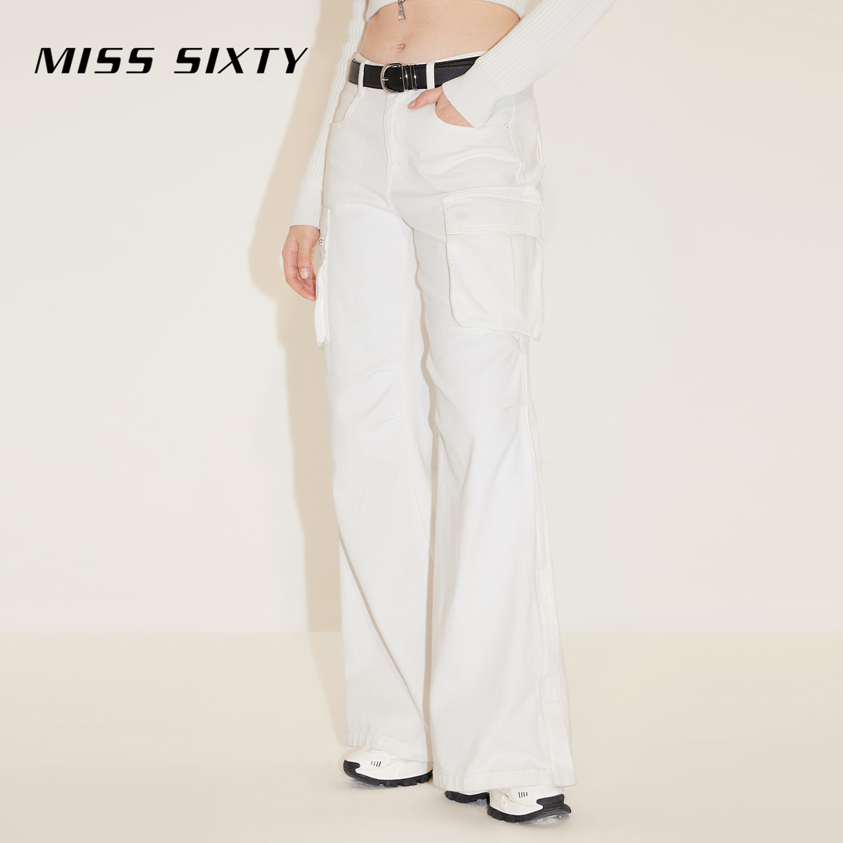 Miss Sixty新款牛仔裤女工装风口袋开衩百搭休闲美式街头-1