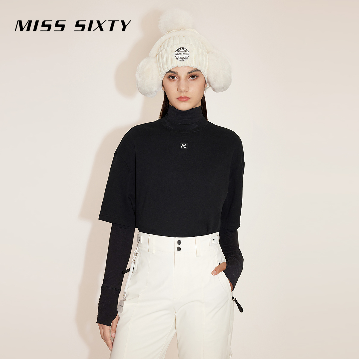 【妙妙专属】Miss Sixty冬季新款滑雪系列T恤女两件式套装运动风
