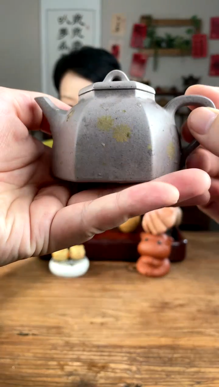 【闪购商品】紫砂茶壶六方驼铃洒金  捂灰