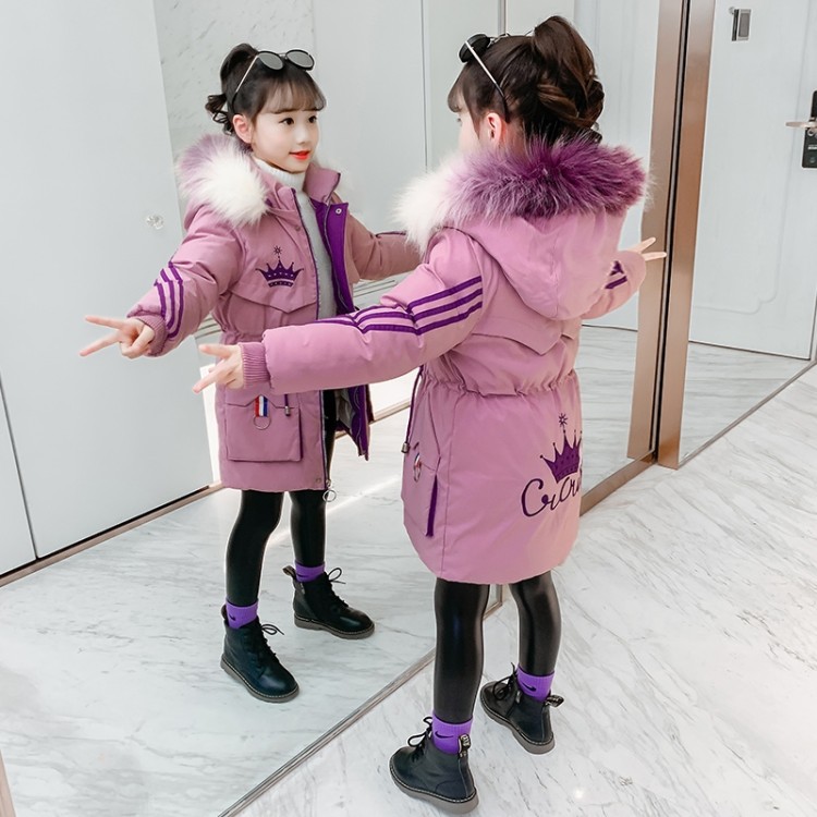 女童冬装棉服儿童2023冬季新款中长款棉衣女孩韩版洋气修身棉袄潮