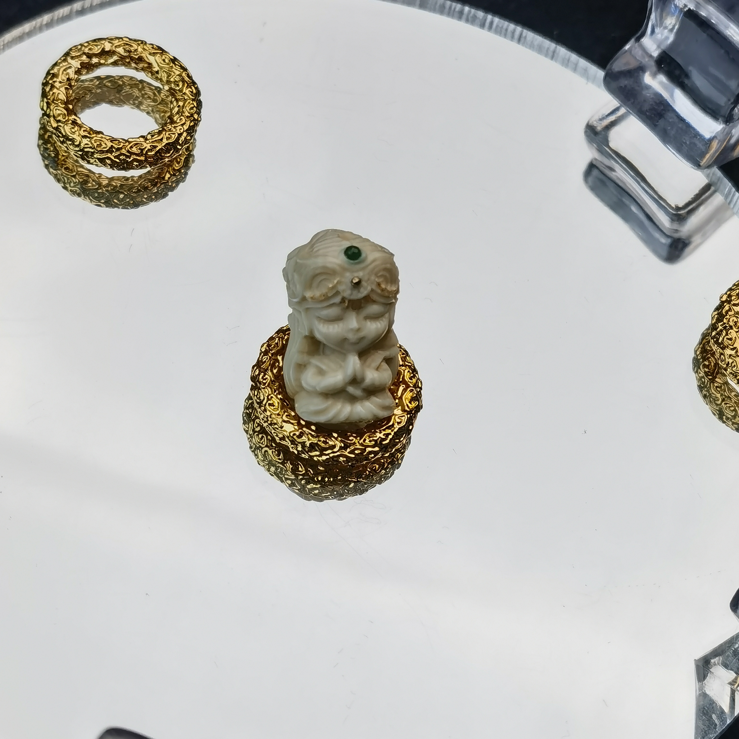 【熊宝】猛犸牙双手合十扎基拉姆文玩配饰单珠提溜吊坠背云