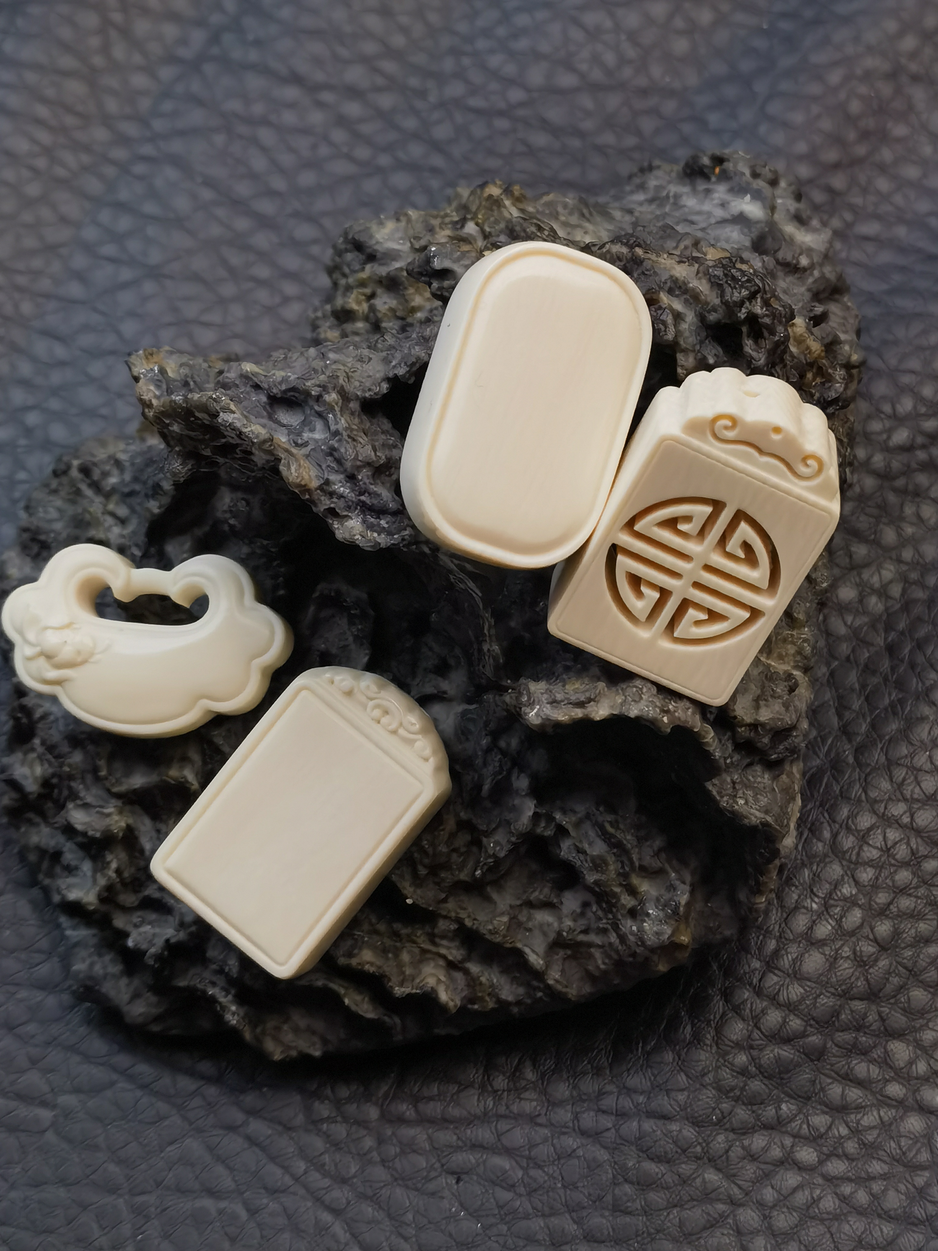 【熊宝】猛犸牙无事牌文玩配饰单珠提溜吊坠背云