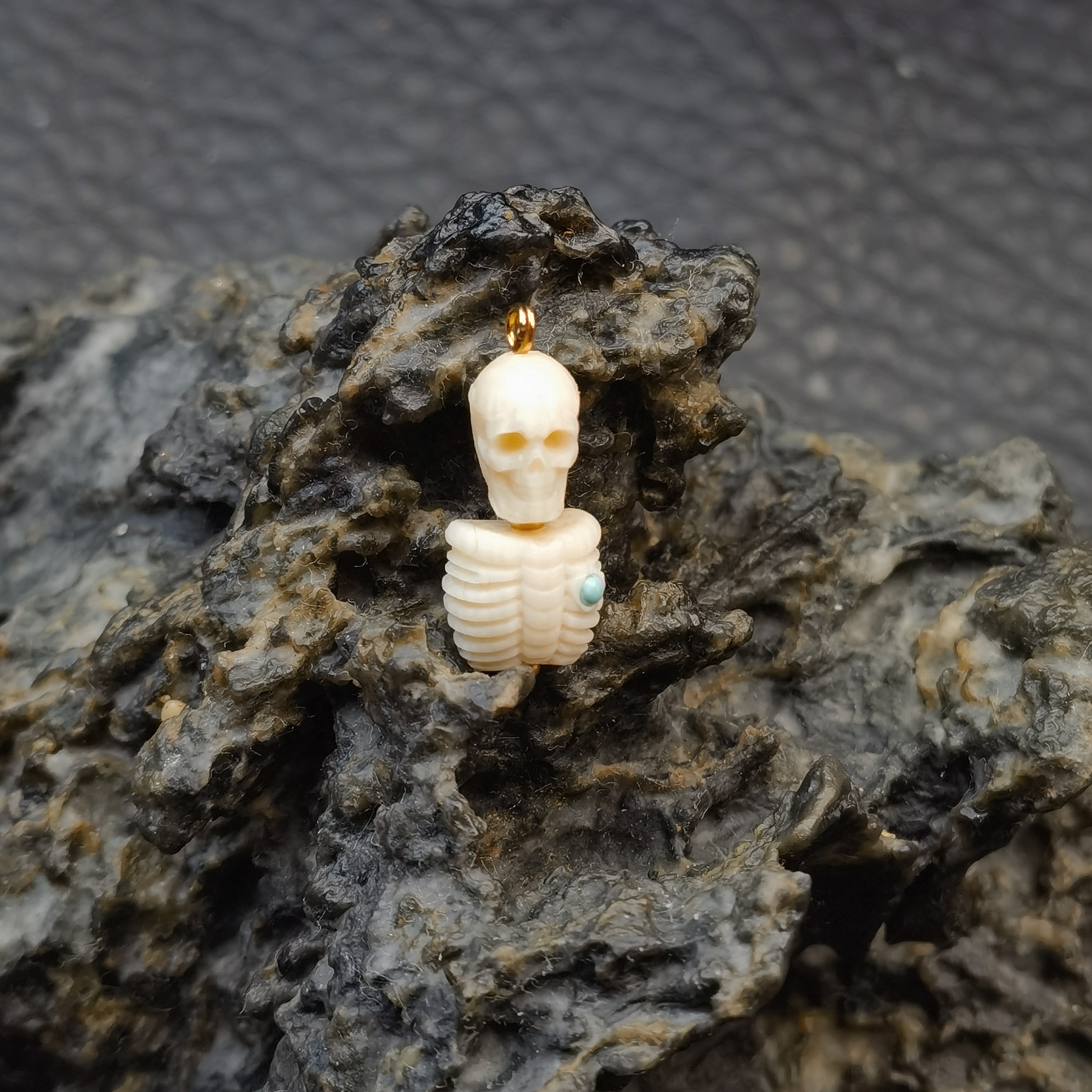 【熊宝】猛犸牙骷髅先生文玩配饰单珠提溜吊坠背云