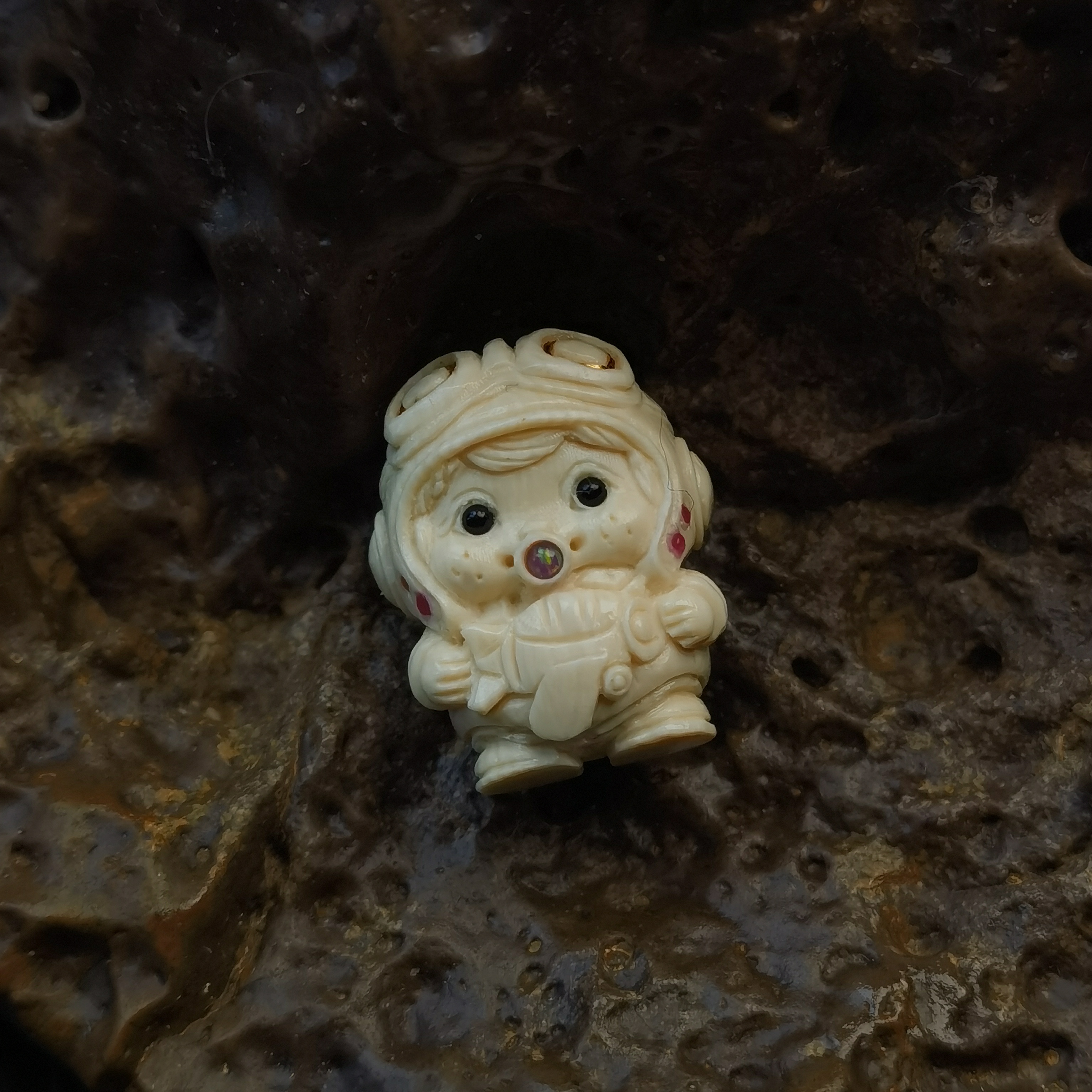 【熊宝】猛犸牙飞行员蒙奇奇文玩配饰单珠提溜吊坠背云