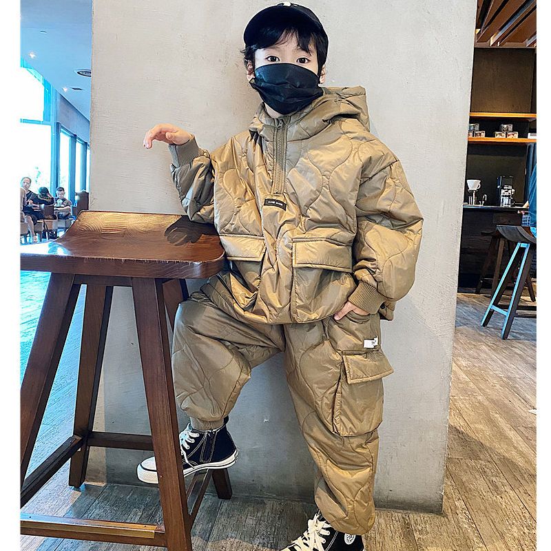 童装2023新款儿童冬装男童棉服套装秋冬季夹棉加绒加厚冬款两件套