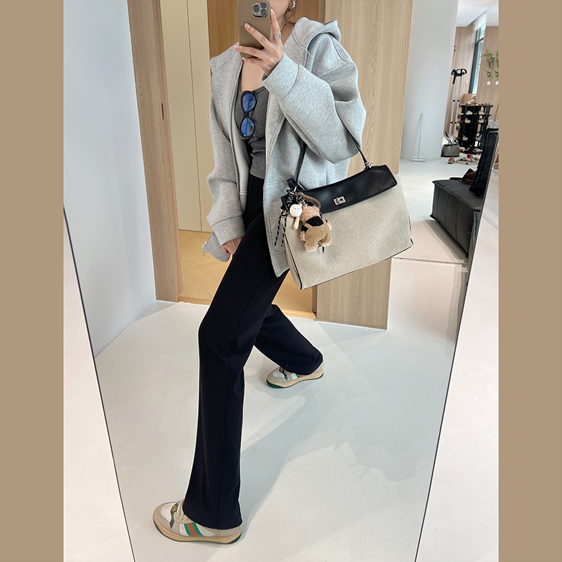 「断码特价」窄版直筒裤子女2025秋季新款黑色百搭显瘦西裤长裤8001