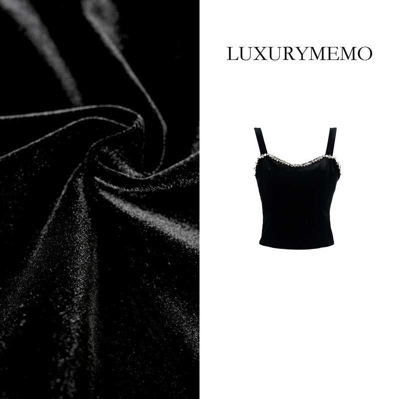 LUXURYMEMO【熊熊高定】手工钉珠丝绒吊带
