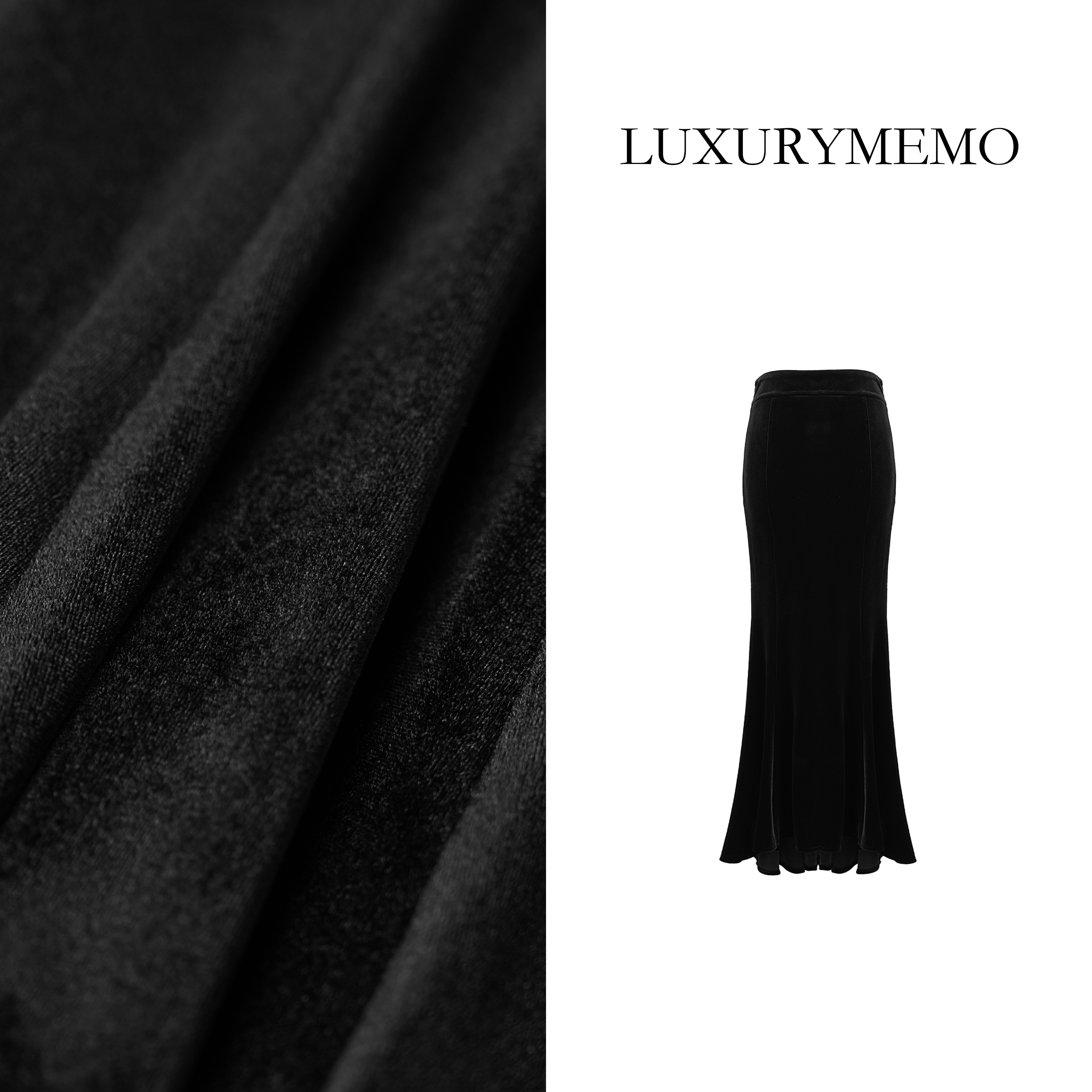 LUXURYMEMO【刘熊熊】高腰半身裙鱼尾裙