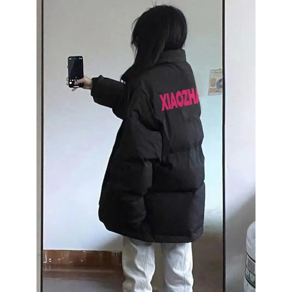 DS大码美式字母印花棉服冬季韩版ins宽松保暖小众港风面包服棉袄