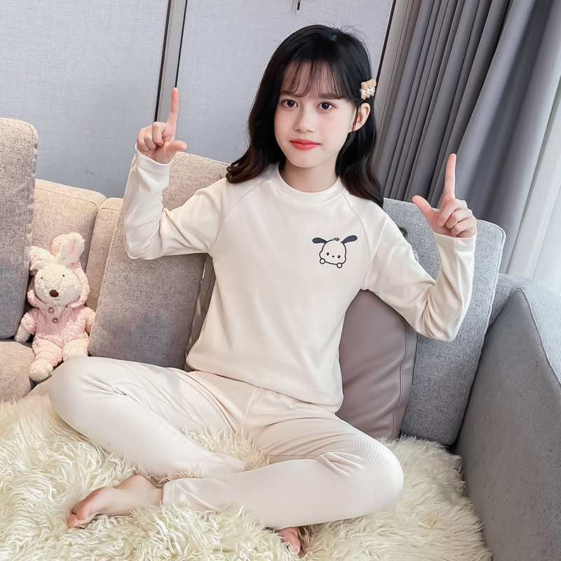 秋冬季儿童德绒保暖内衣套装女童中大童棉毛衫女孩秋衣秋裤两件套