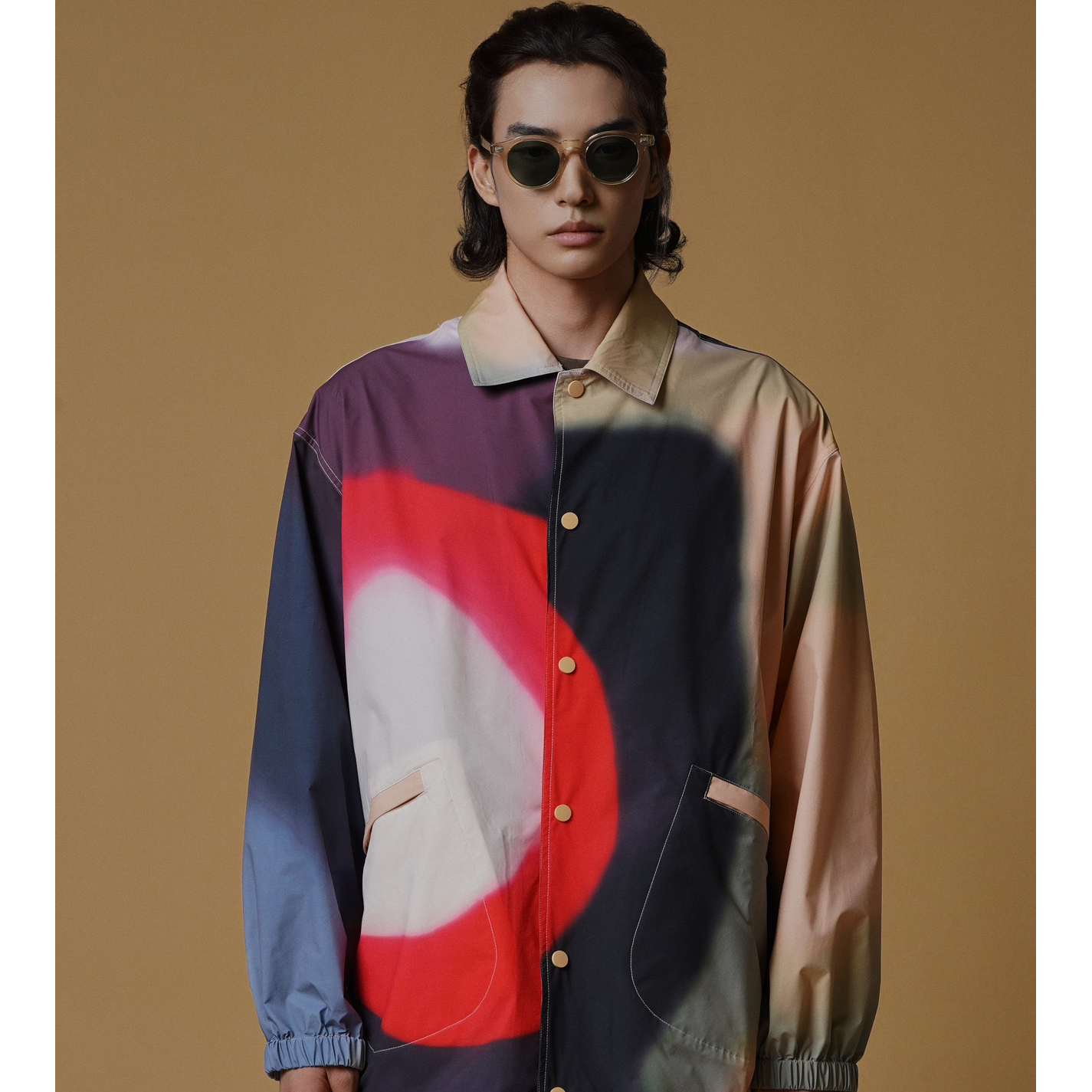 欢喜乌鸦X着而乐趣 撞色休闲宽松潮流外套 7581