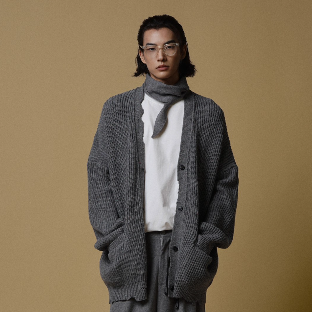 破坏风   花点纱粗线时尚宽松外套毛衣  3339 