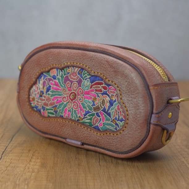 缦物 原创头层牛皮欧包单肩包斜挎包手拿包（老绣版）