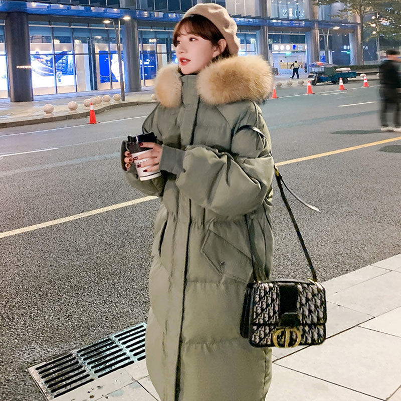 大码羽绒服服女冬季2023年新款韩版中长款面包服宽松羽绒服加
