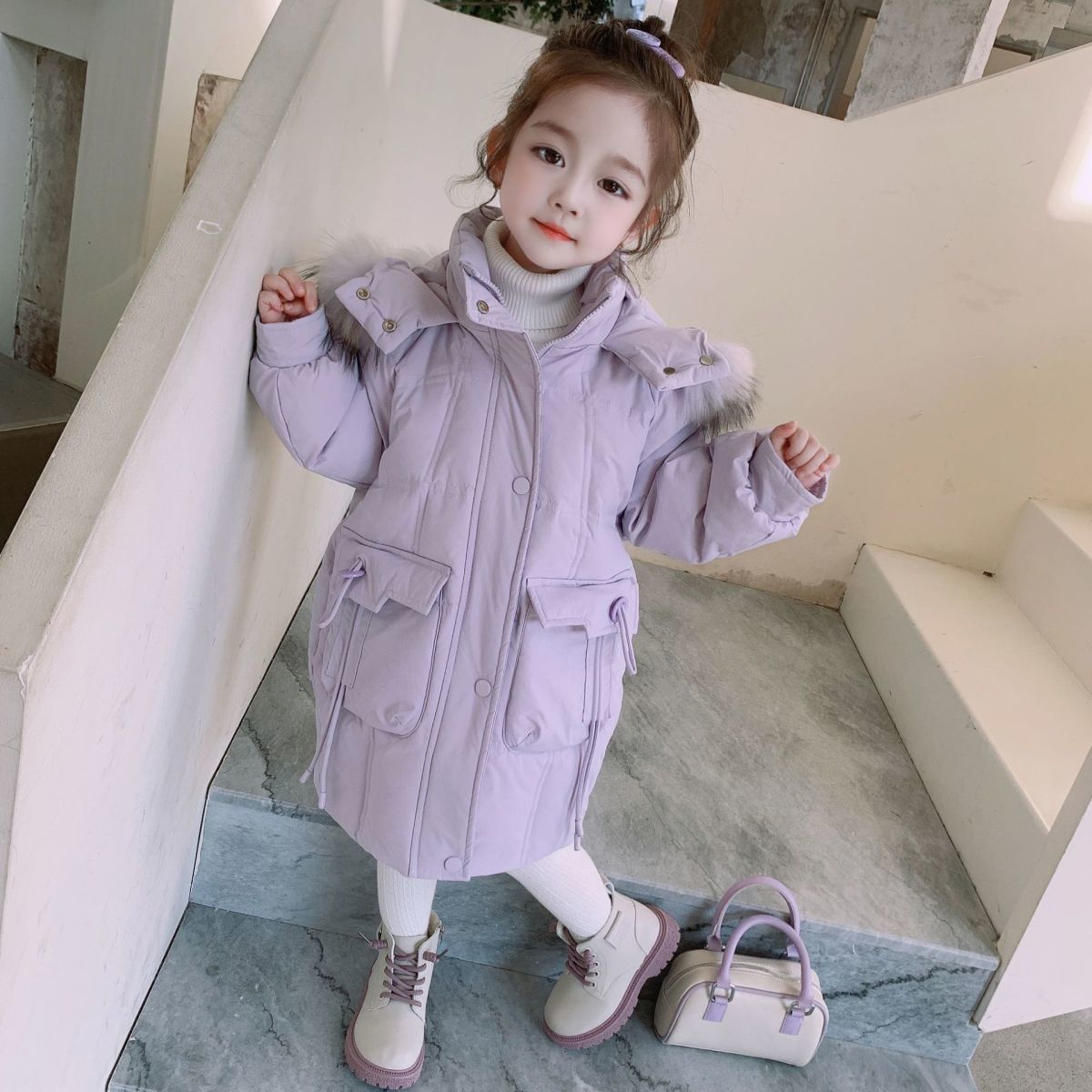 羽绒服2023新款爆款儿童中长款洋气季女士女款童袄宝宝加厚