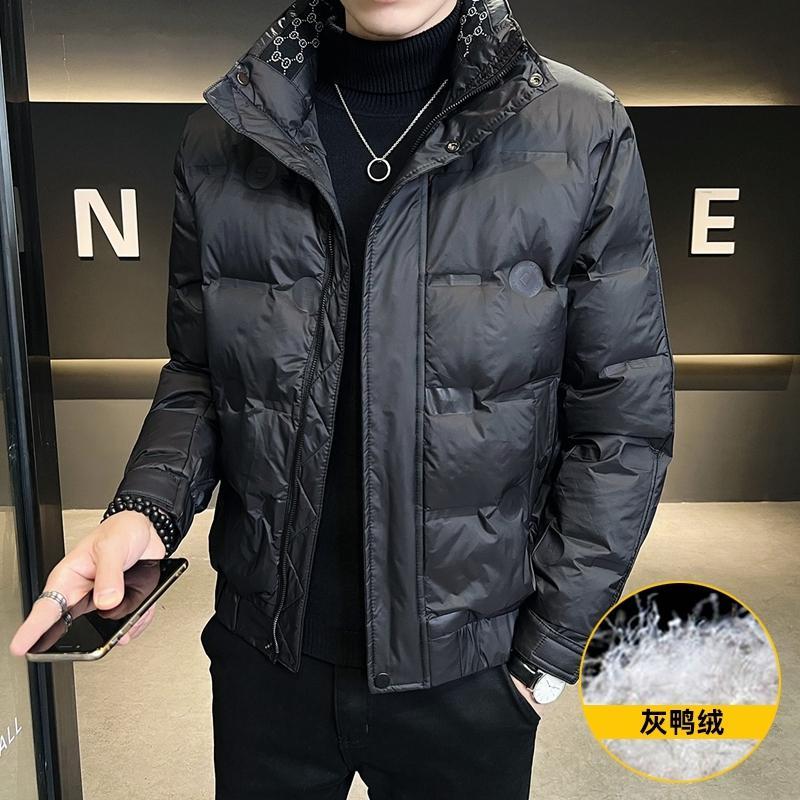 2023秋冬新款男士羽绒服字母压花休闲立领鸭绒保暖御寒青年