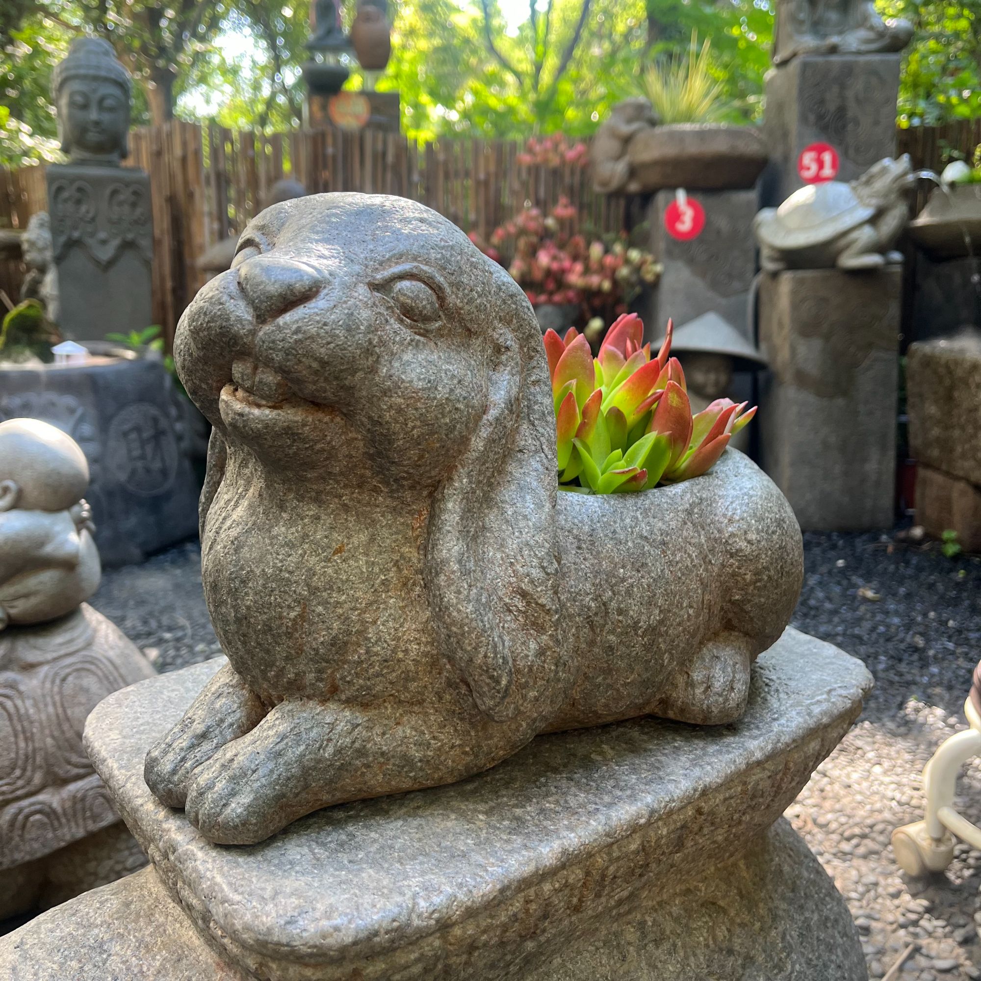水磨坊兔子花盆庭院花园仿石盆垂耳兔花器阳台多肉盆景摆件装饰