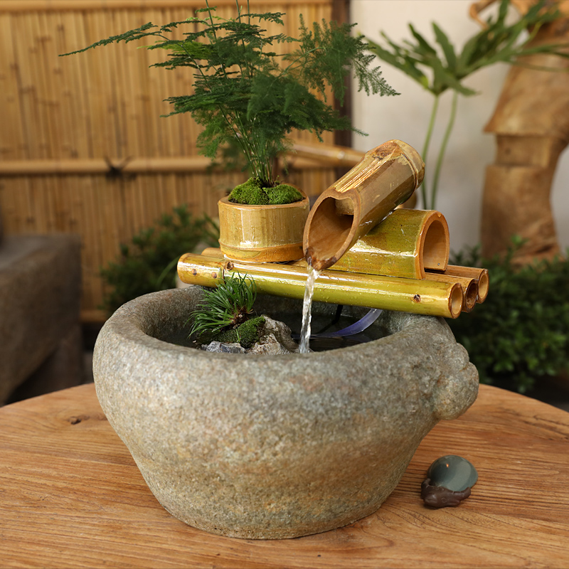 水磨坊原竹清泉流水桌面款