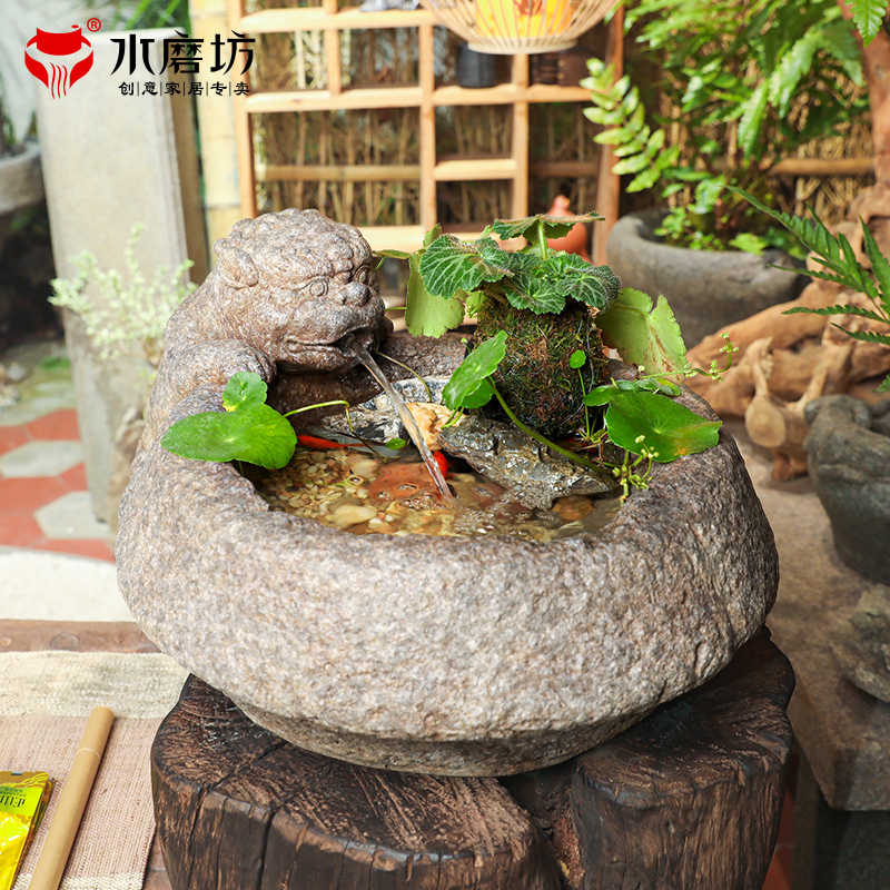中式招财流水摆件貔貅喷泉造景鱼池茶室桌面循环水景观客厅装饰品