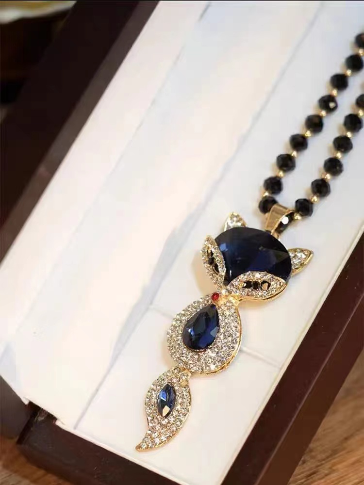 合金项链 2007气质蓝色轻奢时尚可爱百搭黑色素款