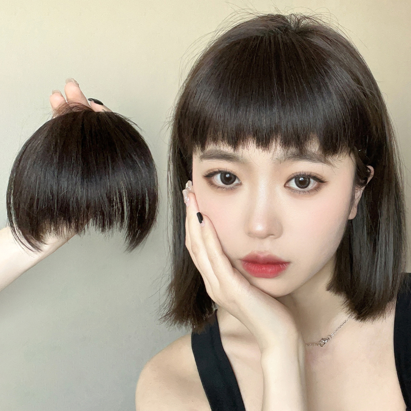 假发刘海全头套女真发狗啃刘海隐形眉上空气假刘海齐厚刘海发片