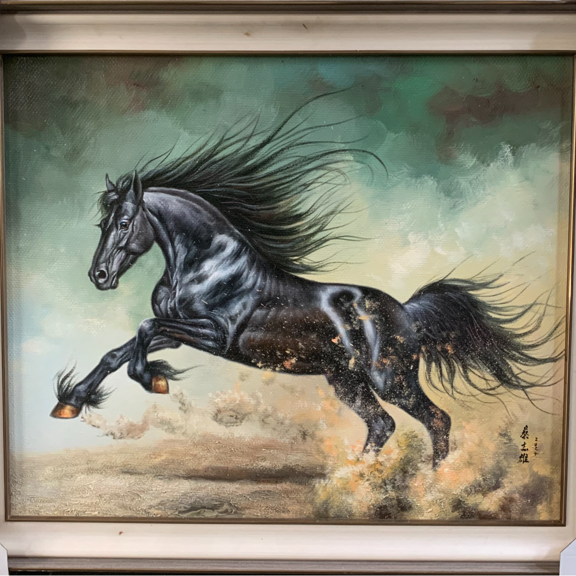 黑色宝马图油画布办公室家居书房高端装饰画规格50X60CM