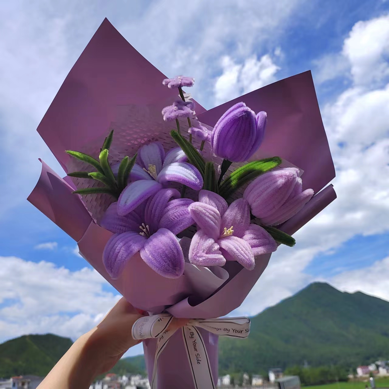 成品百合郁金香手工花束送情人节母亲节教师节老师朋友生日礼物