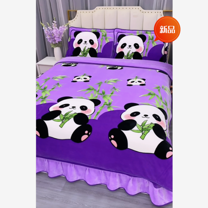 新款秋冬加厚牛奶绒四件套法莱绒水晶绒被套双面绒床裙款保暖套件