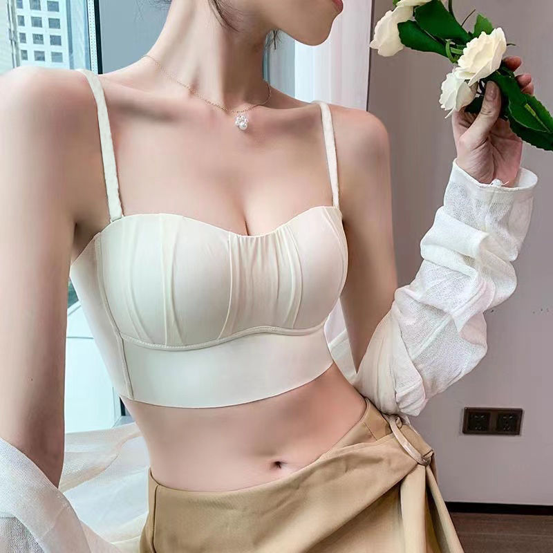 2024薄款无肩带内衣女抹胸裹胸大胸显小防走光无痕上托夏季聚拢