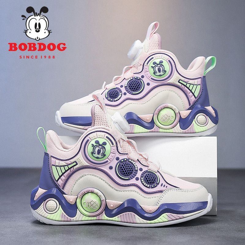 巴布豆女童鞋子2025秋冬新款防水皮面休闲软底女孩儿童运动鞋跑步