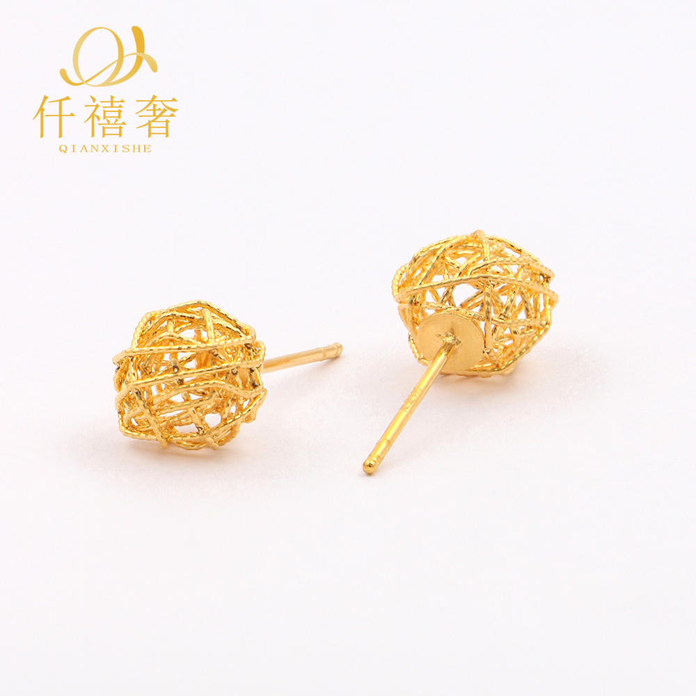 【仟禧奢】直播间专属链接/拉丝球耳钉2.58g