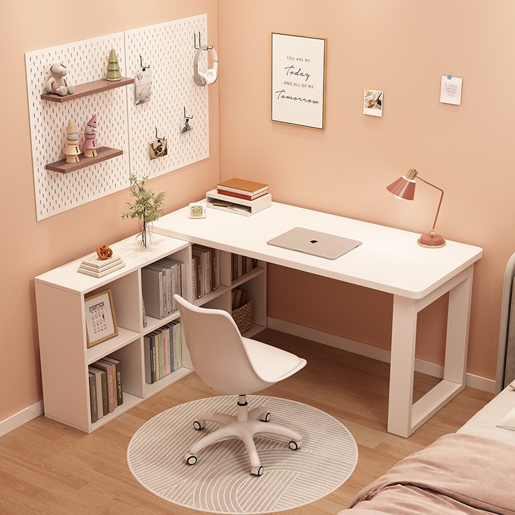 书桌书架组合学生家用简约现代卧室学习桌半包围转角办公电脑桌子