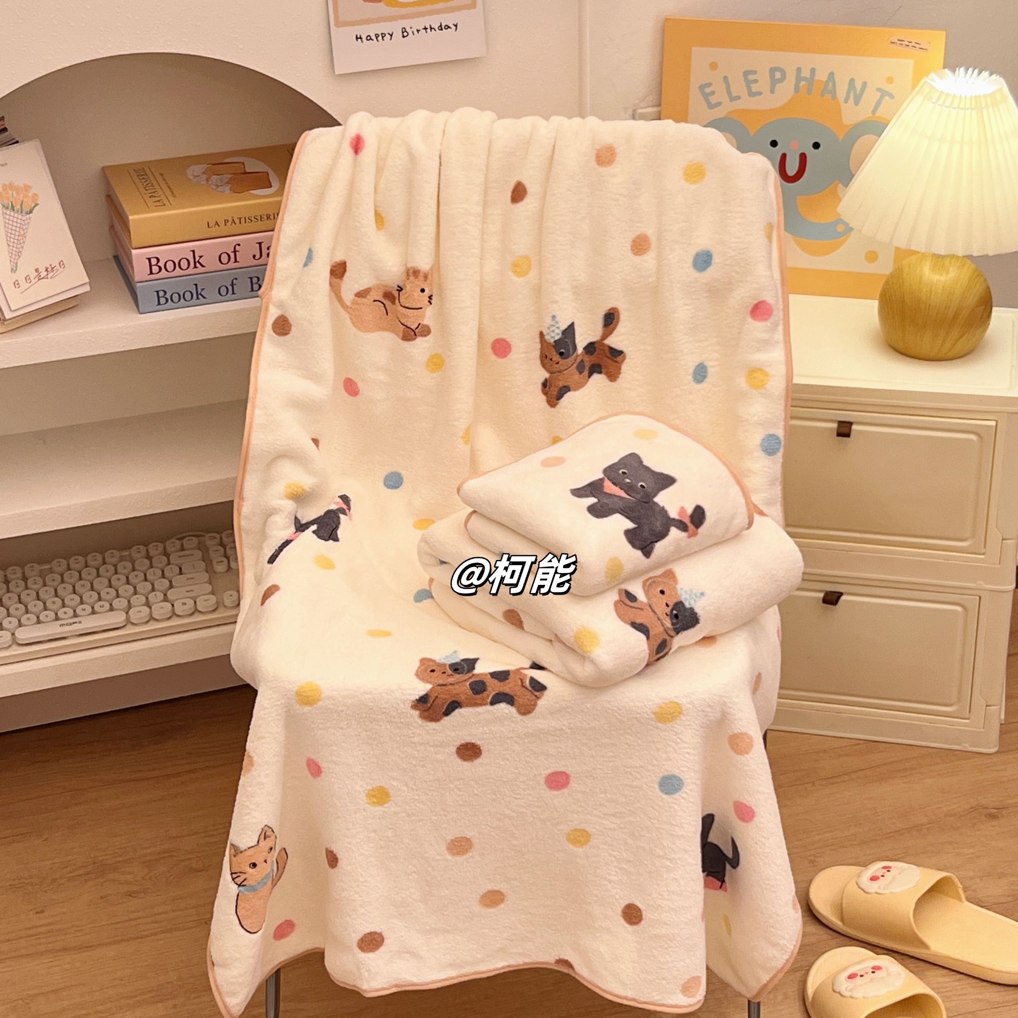 柯能新款浴巾女毛巾干发帽三件套比纯棉更吸水加大加厚高颜值裹巾